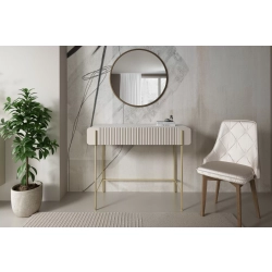 Toaletka Malmi 100 cm z szufladami - kaszmir / crema bianca / złote nóżki